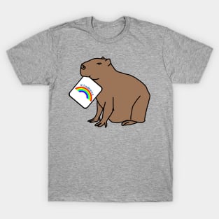 Capybara with Kindness Rainbow Sign Positivity T-Shirt